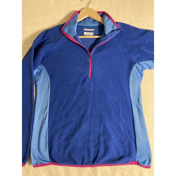 Women’s Columbia Omni-Wick Zip Neck Long Sleeve Blue Fleece Sweater Jacket Sz LG - Picture 8 of 13